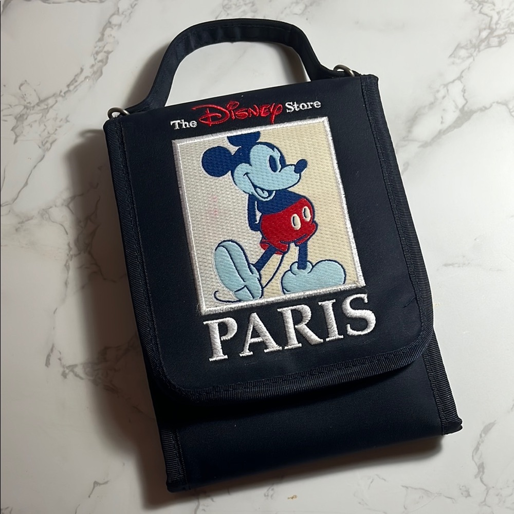 The Disney Store Paris Black Mickey Mouse Expanding Clutch Purse with Handle